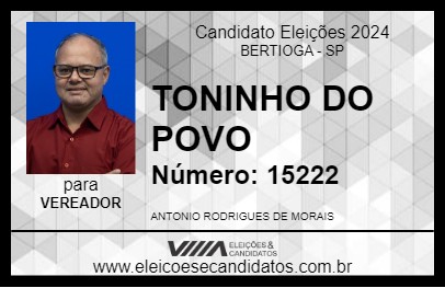 Candidato TONINHO DO POVO 2024 - BERTIOGA - Eleições