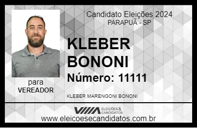 Candidato KLEBER BONONI 2024 - PARAPUÃ - Eleições