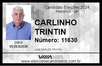 Candidato CARLINHO TRINTIN 2024 - PARAPUÃ - Eleições