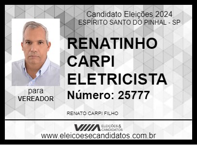 Candidato RENATINHO CARPI ELETRICISTA 2024 - ESPÍRITO SANTO DO PINHAL - Eleições