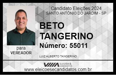 Candidato BETO TANGERINO 2024 - SANTO ANTÔNIO DO JARDIM - Eleições