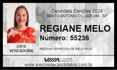 Candidato REGIANE MELO 2024 - SANTO ANTÔNIO DO JARDIM - Eleições