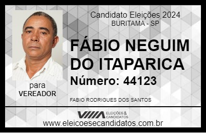 Candidato FÁBIO NEGUIM DO ITAPARICA 2024 - BURITAMA - Eleições