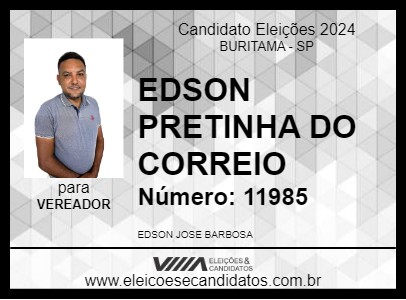 Candidato EDSON PRETINHA CARTEIRO 2024 - BURITAMA - Eleições