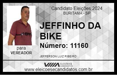 Candidato JEFFINHO DA BIKE 2024 - BURITAMA - Eleições