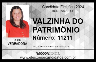 Candidato VALZINHA DO PATRIMÔNIO 2024 - BURITAMA - Eleições