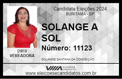 Candidato SOLANGE A SOL 2024 - BURITAMA - Eleições