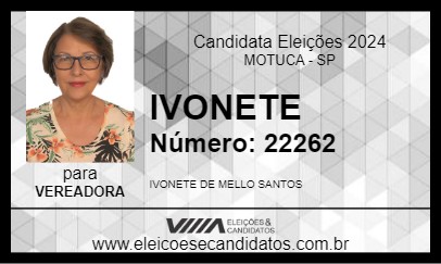 Candidato IVONETE 2024 - MOTUCA - Eleições