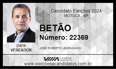 Candidato BETÃO 2024 - MOTUCA - Eleições