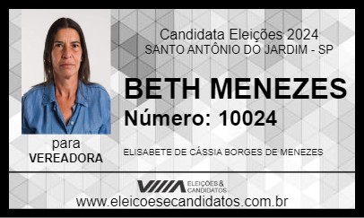 Candidato BETH MENEZES 2024 - SANTO ANTÔNIO DO JARDIM - Eleições