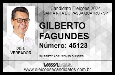 Candidato GILBERTO FAGUNDES 2024 - SANTA RITA DO PASSA QUATRO - Eleições