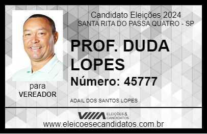 Candidato PROF. DUDA LOPES 2024 - SANTA RITA DO PASSA QUATRO - Eleições