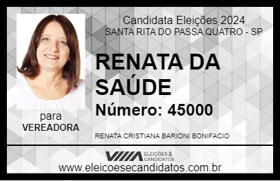 Candidato RENATA DA SAÚDE 2024 - SANTA RITA DO PASSA QUATRO - Eleições