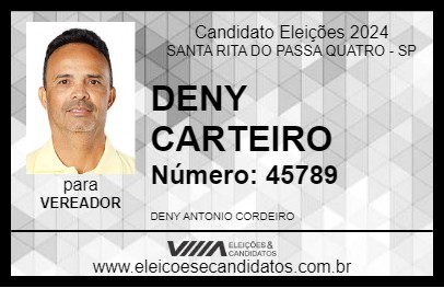 Candidato DENY CARTEIRO 2024 - SANTA RITA DO PASSA QUATRO - Eleições