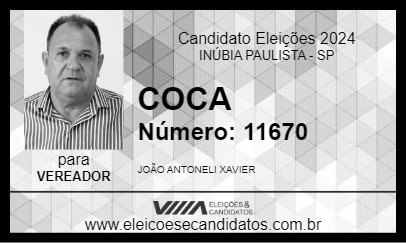 Candidato COCA 2024 - INÚBIA PAULISTA - Eleições