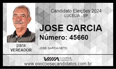 Candidato JOSE GARCIA 2024 - LUCÉLIA - Eleições