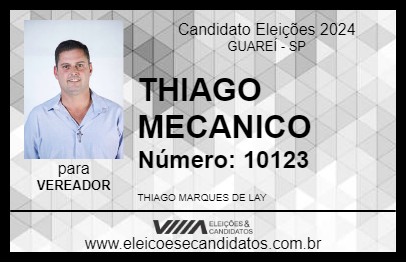 Candidato THIAGO MECANICO 2024 - GUAREÍ - Eleições