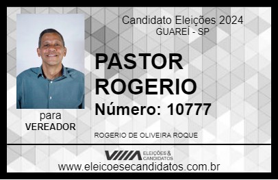 Candidato PASTOR ROGERIO 2024 - GUAREÍ - Eleições