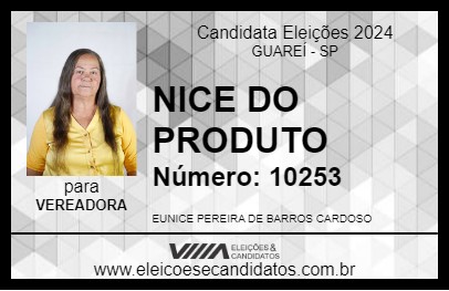 Candidato NICE DO PRODUTO 2024 - GUAREÍ - Eleições