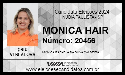 Candidato MONICA HAIR 2024 - INÚBIA PAULISTA - Eleições