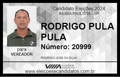 Candidato RODRIGO PULA PULA 2024 - INÚBIA PAULISTA - Eleições