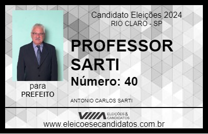 Candidato PROFESSOR SARTI 2024 - RIO CLARO - Eleições