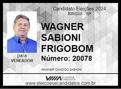 Candidato WAGNER SABIONI FRIGOBOM 2024 - BIRIGUI - Eleições