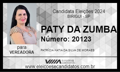 Candidato PATY DA ZUMBA 2024 - BIRIGUI - Eleições