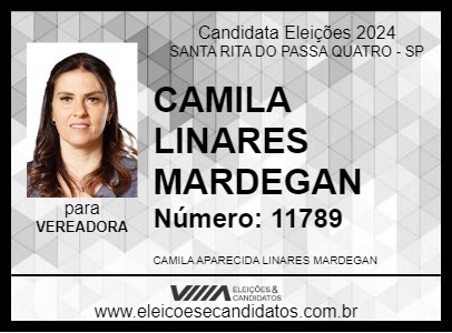 Candidato CAMILA LINARES MARDEGAN 2024 - SANTA RITA DO PASSA QUATRO - Eleições