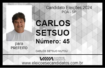 Candidato CARLOS SETSUO 2024 - POÁ - Eleições