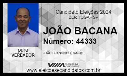 Candidato JOÃO BACANA 2024 - BERTIOGA - Eleições