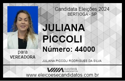 Candidato JULIANA PICCOLI 2024 - BERTIOGA - Eleições