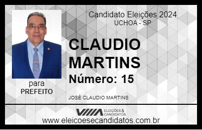 Candidato CLAUDIO MARTINS 2024 - UCHOA - Eleições