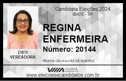 Candidato REGINA ENFERMEIRA 2024 - IBATÉ - Eleições