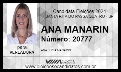 Candidato ANA MANARIN 2024 - SANTA RITA DO PASSA QUATRO - Eleições