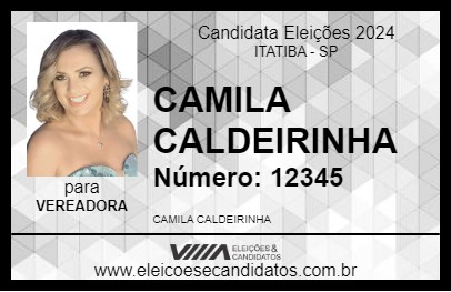 Candidato CAMILA CALDEIRINHA 2024 - ITATIBA - Eleições