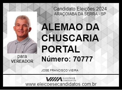 Candidato ALEMAO DA CHUSCARIA PORTAL 2024 - ARAÇOIABA DA SERRA - Eleições