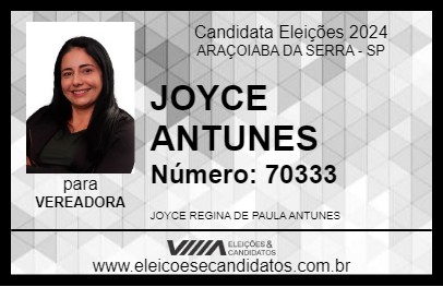 Candidato JOYCE ANTUNES 2024 - ARAÇOIABA DA SERRA - Eleições