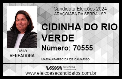 Candidato CIDINHA DO RIO VERDE 2024 - ARAÇOIABA DA SERRA - Eleições