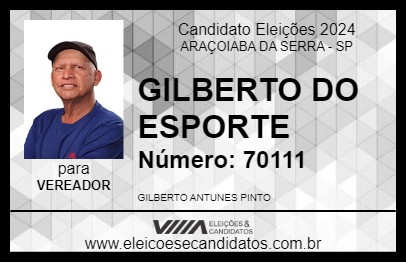 Candidato GILBERTO DO ESPORTE 2024 - ARAÇOIABA DA SERRA - Eleições