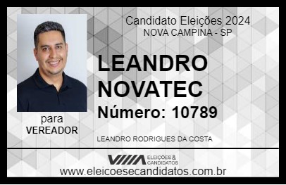 Candidato LEANDRO NOVATEC 2024 - NOVA CAMPINA - Eleições