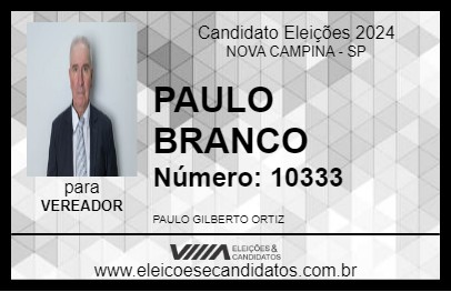 Candidato PAULO BRANCO 2024 - NOVA CAMPINA - Eleições