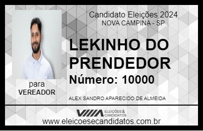 Candidato LEKINHO DO PRENDEDOR 2024 - NOVA CAMPINA - Eleições