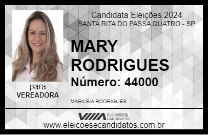 Candidato MARY RODRIGUES 2024 - SANTA RITA DO PASSA QUATRO - Eleições