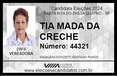 Candidato TIA MADA DA CRECHE 2024 - SANTA RITA DO PASSA QUATRO - Eleições