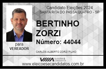 Candidato BERTINHO ZORZI 2024 - SANTA RITA DO PASSA QUATRO - Eleições