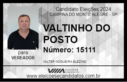 Candidato VALTINHO DO POSTO 2024 - CAMPINA DO MONTE ALEGRE - Eleições