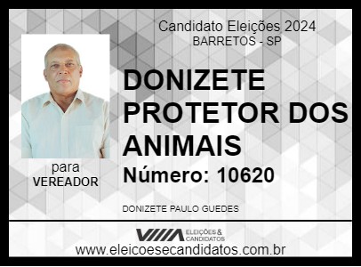 Candidato DONIZETE PROTETOR DOS ANIMAIS 2024 - BARRETOS - Eleições