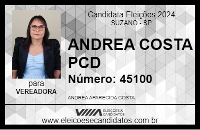 Candidato ANDREA COSTA PCD 2024 - SUZANO - Eleições