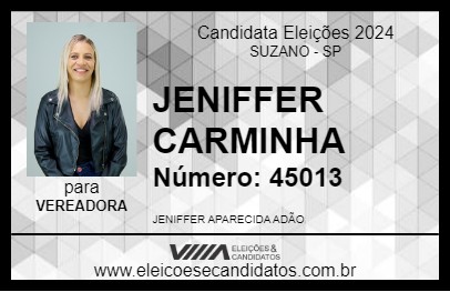 Candidato JENIFFER CARMINHA 2024 - SUZANO - Eleições